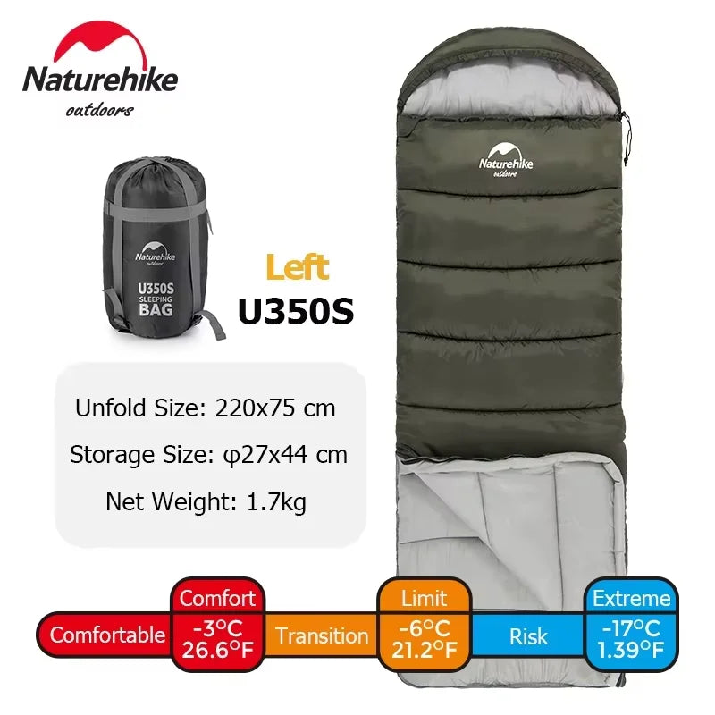Naturehike Sleeping Bag Ultralight Camping Accsesorios Winter Outdoor Waterproof Envelope Sleeping Bag Hiking Travel U350
