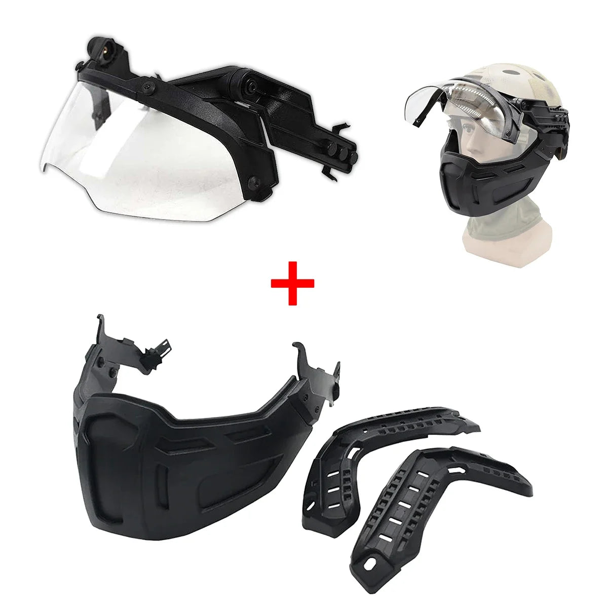 New Tactical FAST Helmet Half Face Mask With Flip Goggles Hunting CS Game Paintball Mask Helmet Accessories Gear
