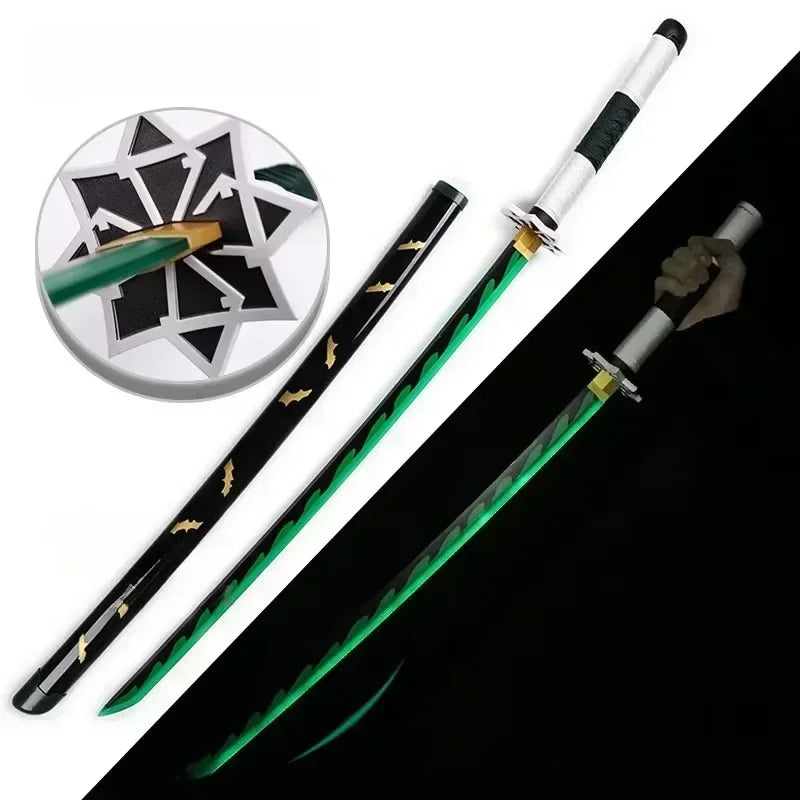 Demon Slayer Glow Katana Set LED Sword Sabre Blade Ninja Knife Safe Unsharpened Decorative Cosplay Display Photo Prop
