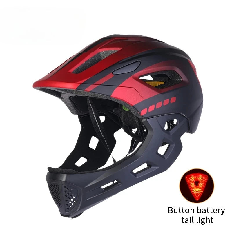 Eastinear Children's Bicycle Helmet LED Lightweight Adjustable Skateboard Roller Skating Full Face Detachable Riding Helmet