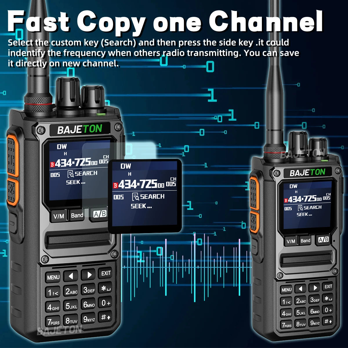 BAJETON BJ-7800 Walkie Talkie NOAA SW MW LW AM SSB CB 10W Receive Wireless Bluetooth Phone Programming for RT-920 Two Way Radio