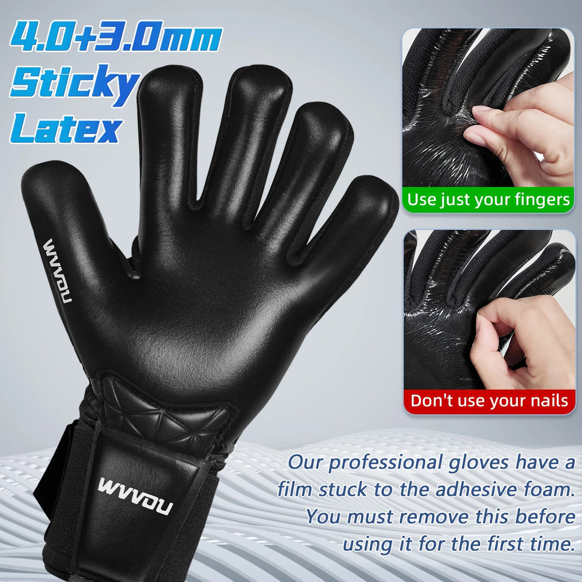 WVVOU Soccer Goalie Gloves for Adults and Youth, High Performance Goalkeeper Gloves with 5 Detachable Finger Saves