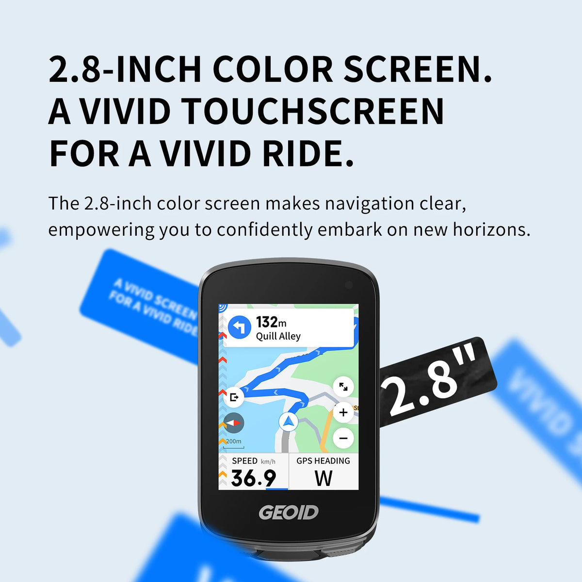GEOID CC700 Pro Bicycle Computer 2.8-Inch Touchscreen GPS Bike Speedometer Global Map Navigation Cycling Odometer for Strava