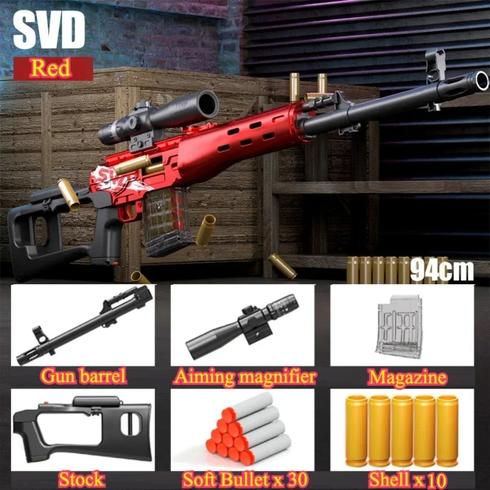 Manual Loading Sniper Rifle Soft Bullet Toy Gun Outdoor Shooting Games CS Fighting for Children Adult