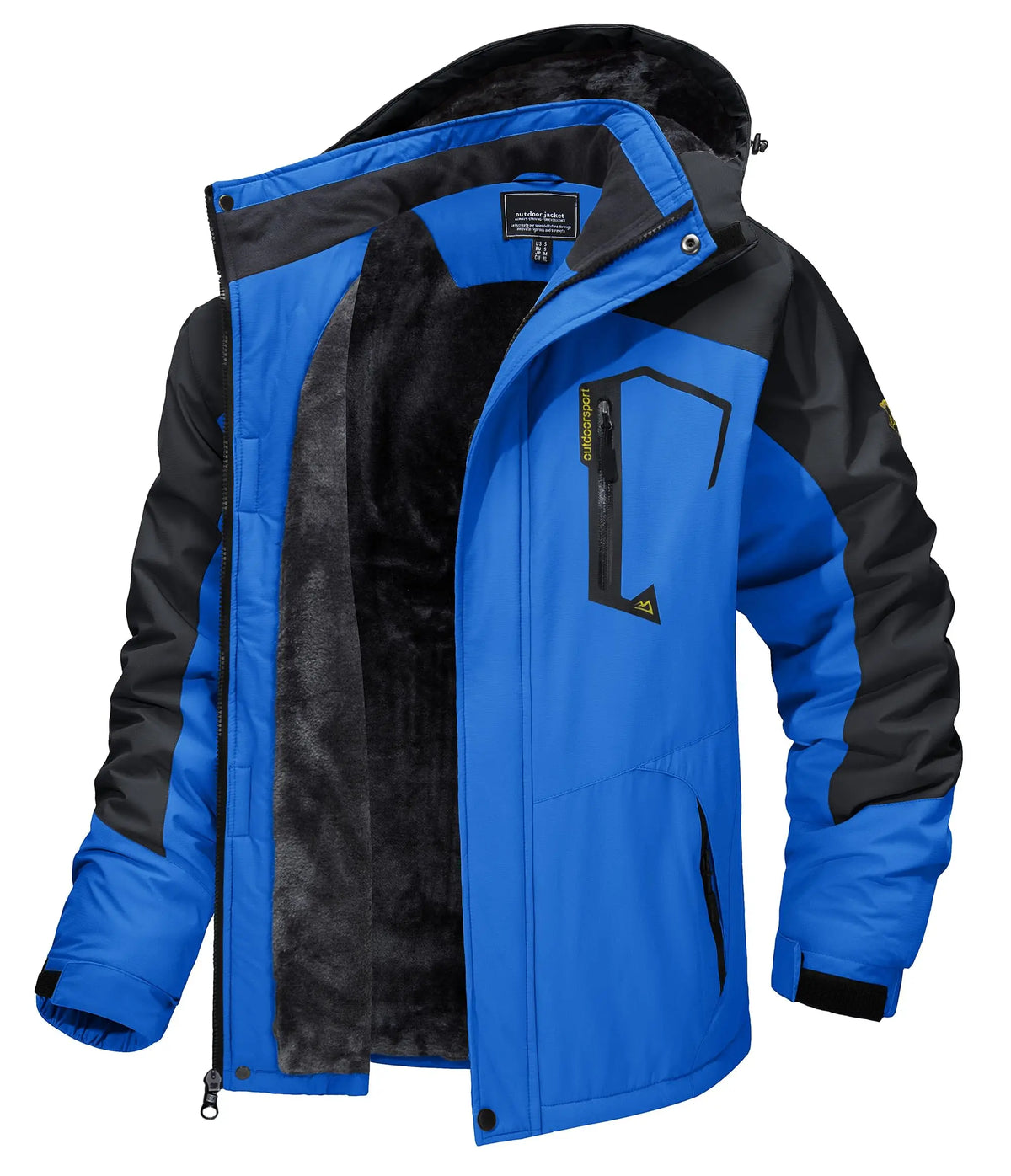TACVASEN Mens Winter Parka Jackets Waterproof Fleece Lined Warm Ski Coats Outdoor Fishing Padded Jackets With Multiple Pockets