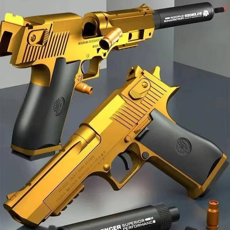 ZZ Powerful Desert Eagle Toy Gun Shell Airsoft Pistol Soft Foam Bullet Outdoor CS Paintball for Shooting Game Birthday Gift