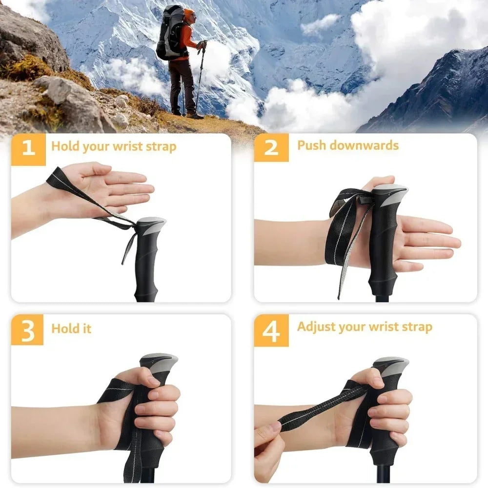 Ultralight Telescopic Trekking Poles Hiking Sticks Nordic Walking Trail 5 Section Collapsible Portable Outdoor Alpenstock
