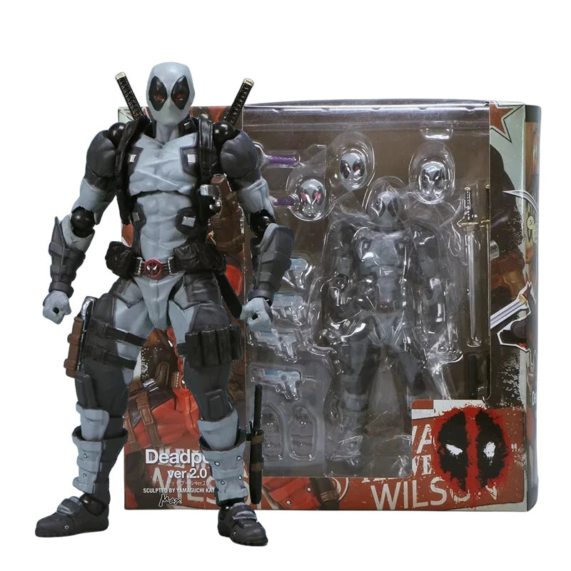 AMAZING YAMAGUCHI Deadpool 2.0 Grey Action Figure Mutants Joint Movable KAIYODO Wade SHF Model Movie Toys  Gift