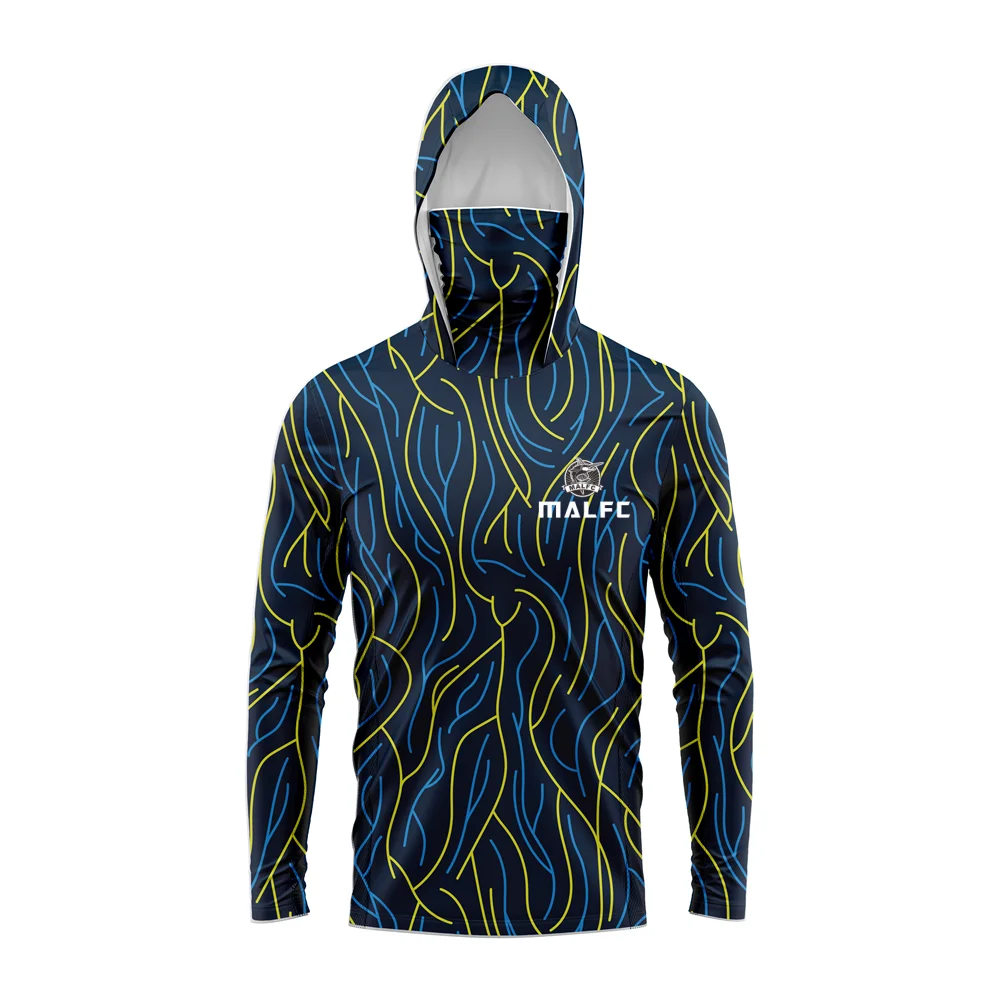 MALFC Men Hood Fishing Shirt long sleeve fishing t shirt uv protection Fishing Apparel