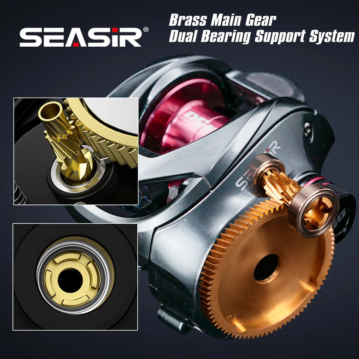 SEASIR DCAST DC Baitcasting Fishing Reel Digital Control Long Cast Carbon Washers Brass Gears 7.3:1 7+1BB Max Drag 8.5kg