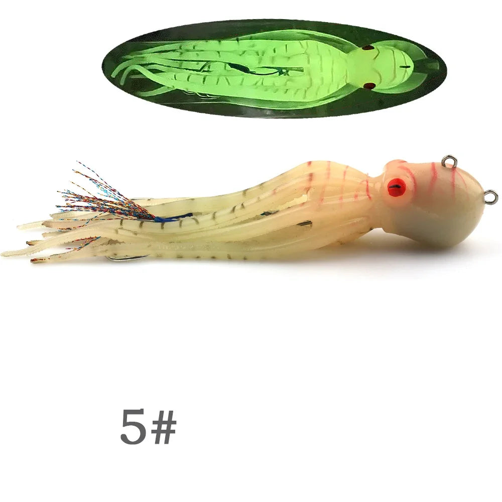 TAKEDO MY14 180G 200G 250G 300G Sea Fishing Octopus Bait With Double Hook Soft Bait Troulling Lure Boat Fishing For Rockfish