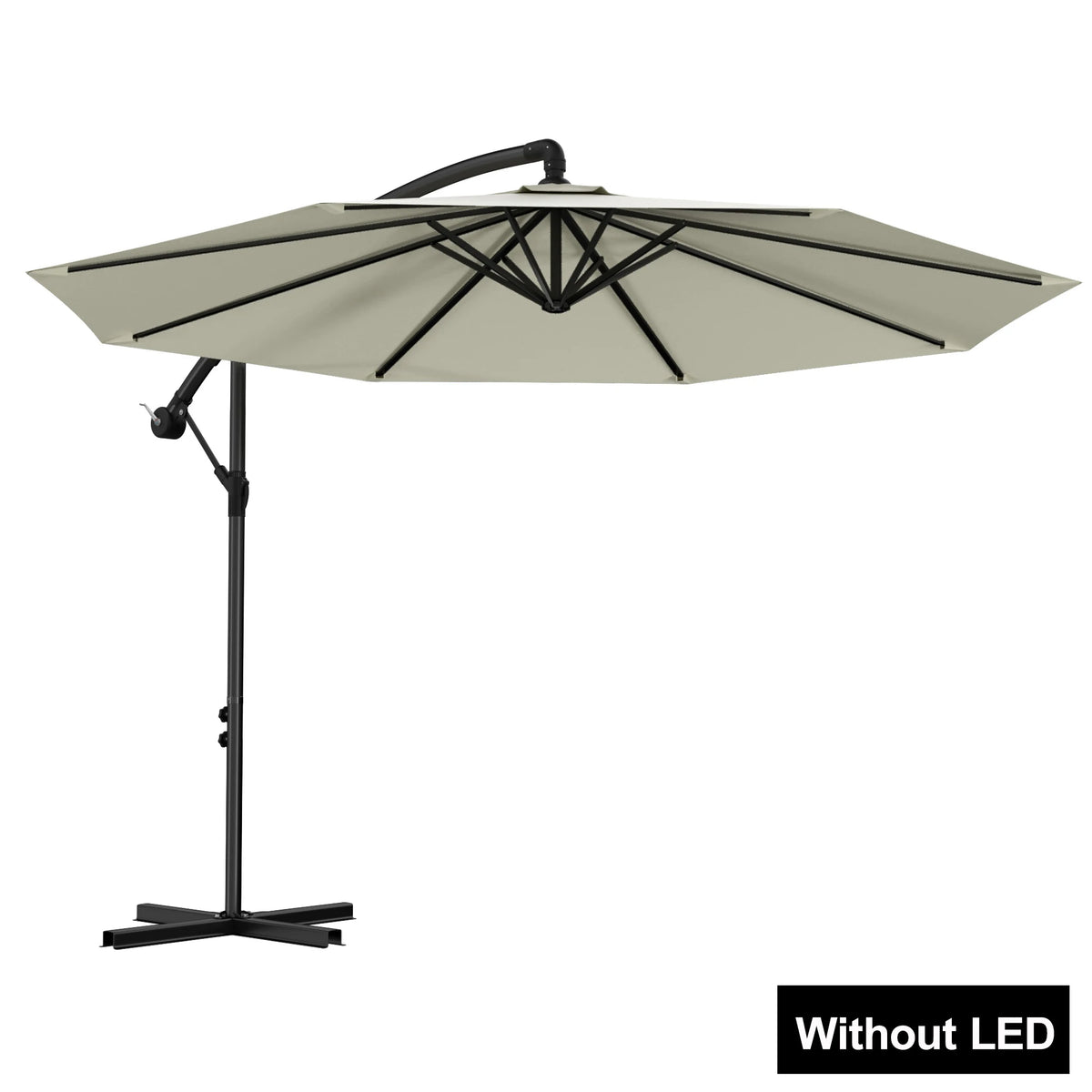 Ø300cm/Ø350cm Cantilever Parasol with Crank, Garden Parasol with Stable Cross Base, Outdoor Patio Umbrella UV-resistant & Sun Protection, Crank Parasol for Terrace Garden Pool