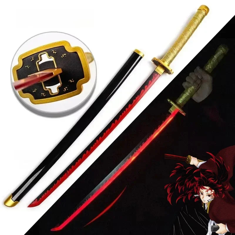 104cm Bright Katana LED Light Sword Kimetsu No Yaiba Anime Cosplay Prop Real Size Japanese Katana Samurai Sabre Demon Slayer