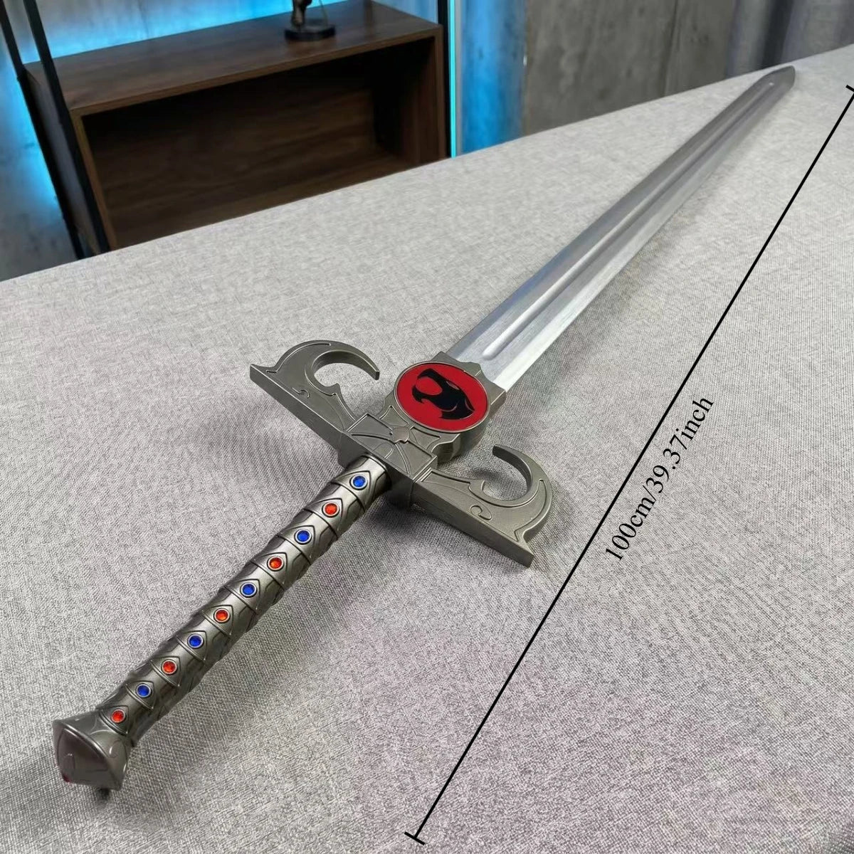 39.37inch 100cm Lion O Sword of Omens Red Emblem Braided Handle Glowing Effect Unsharpened Anime Cosplay Prop
