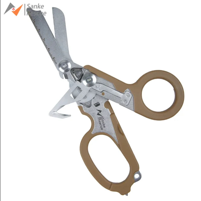 Sanke Rescue Trauma Shears Emergency Scissors Tool Stainless Steel Foldable Trauma Shears with Strap Cutter Glass Breaker EDC