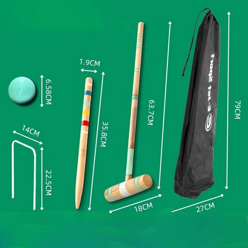 Outdoor Gateball Set Corrosion Resistant Gateball Beech Pole Waterproof Wooden Gateballs Sets Professional Sports Equipments