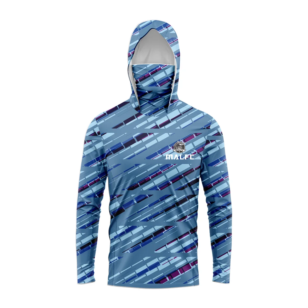 MALFC Men Hood Fishing Shirt long sleeve fishing t shirt uv protection Fishing Apparel