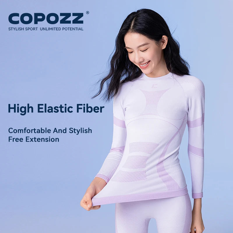 COPOZZ Merino Wool Ski Thermal Underwear Sets Men Female Ultra Soft Ski Sweatwicking Multi function Compression Tracksuit