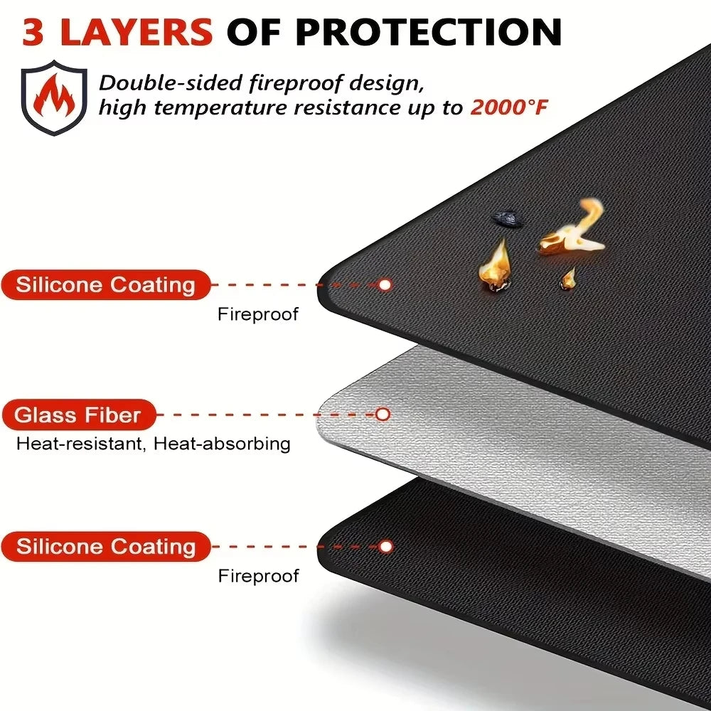 Heat Resistant Grill Mats for Outdoor Grill to Protect Your Prep Table and Outdoor Grill Table - Fire Proof & Water Proof & Oil