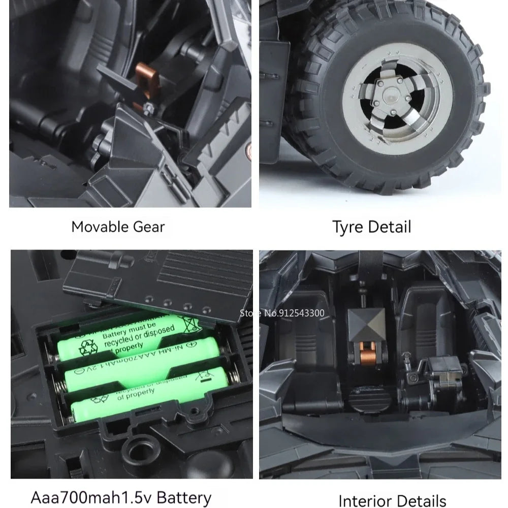Large Scale 1:18 Batmobile Car Model Toy The Dark Knight Trilogy Sound Light Sliding Spray Alloy Vehicle Models Ornaments Gifts
