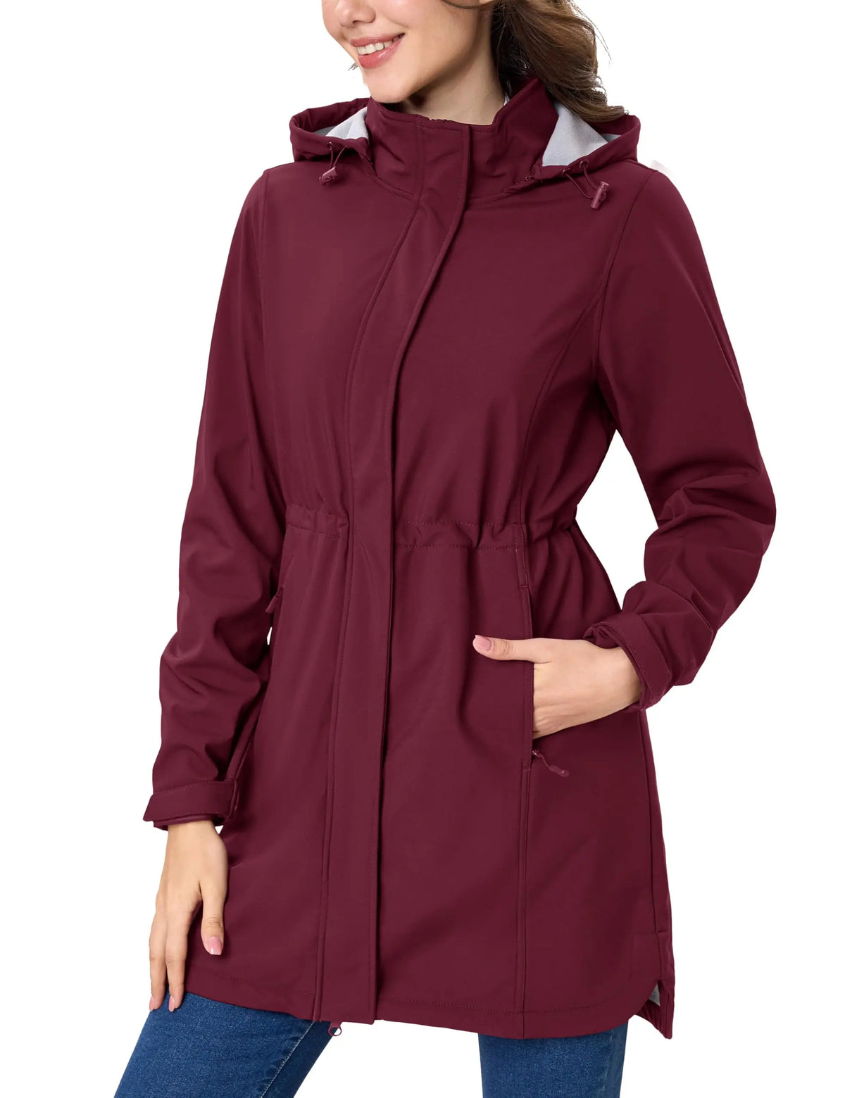 TACVASEN Womens Warm Fleece Lined Softshell Jackets Winter Long Jackets Windproof Hooded Rain Coat Outdoor Windbreaker Parka