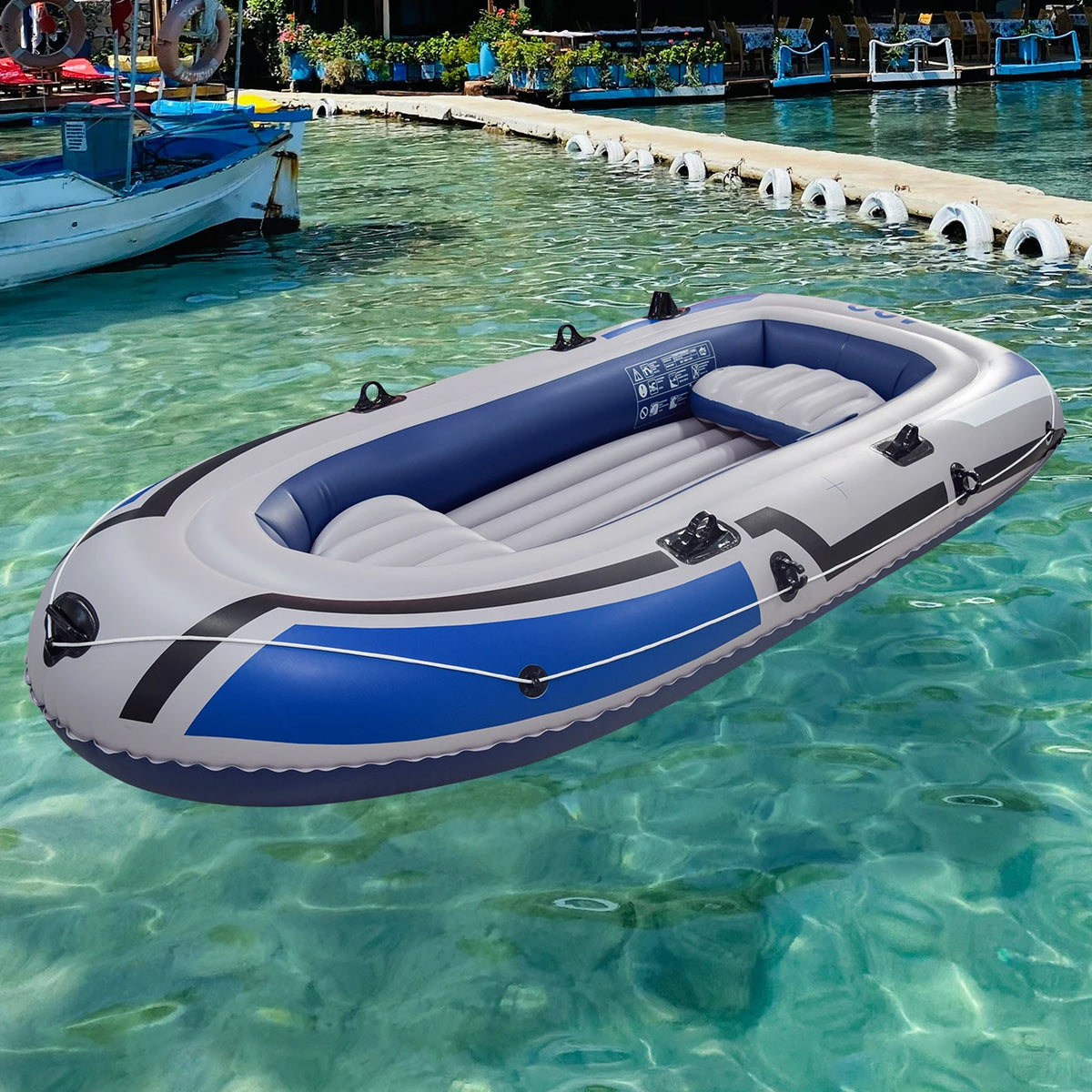 1PC Inflatable Boat, Swimming Pool Lake Float Raft for Adults, Portable Fishing Boat Raft for Lake with Oars Hand Pump