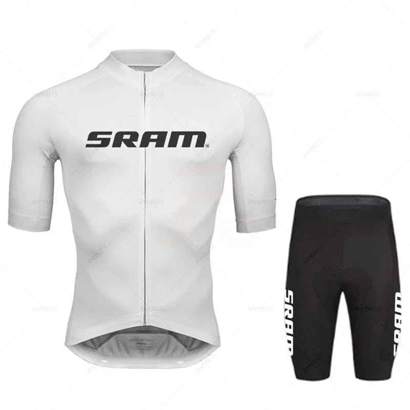 2024 Sram Pro Cycling Jersey Sets Men Bib Shorts Bicycle Short Sleeve Bicicleta Clothing Bike Maillot Ciclismo Hombre Black Sets