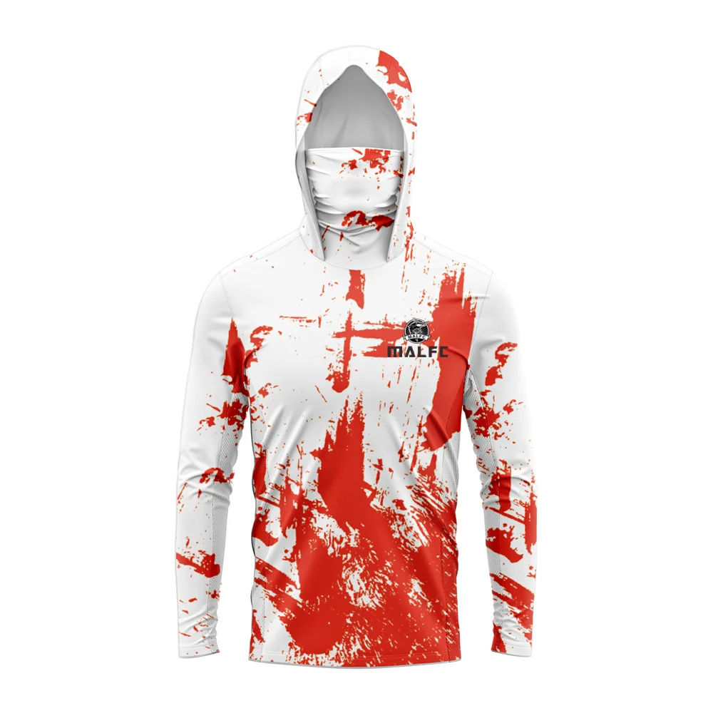 MALFC Men Hood Fishing Shirt long sleeve fishing t shirt uv protection Fishing Apparel
