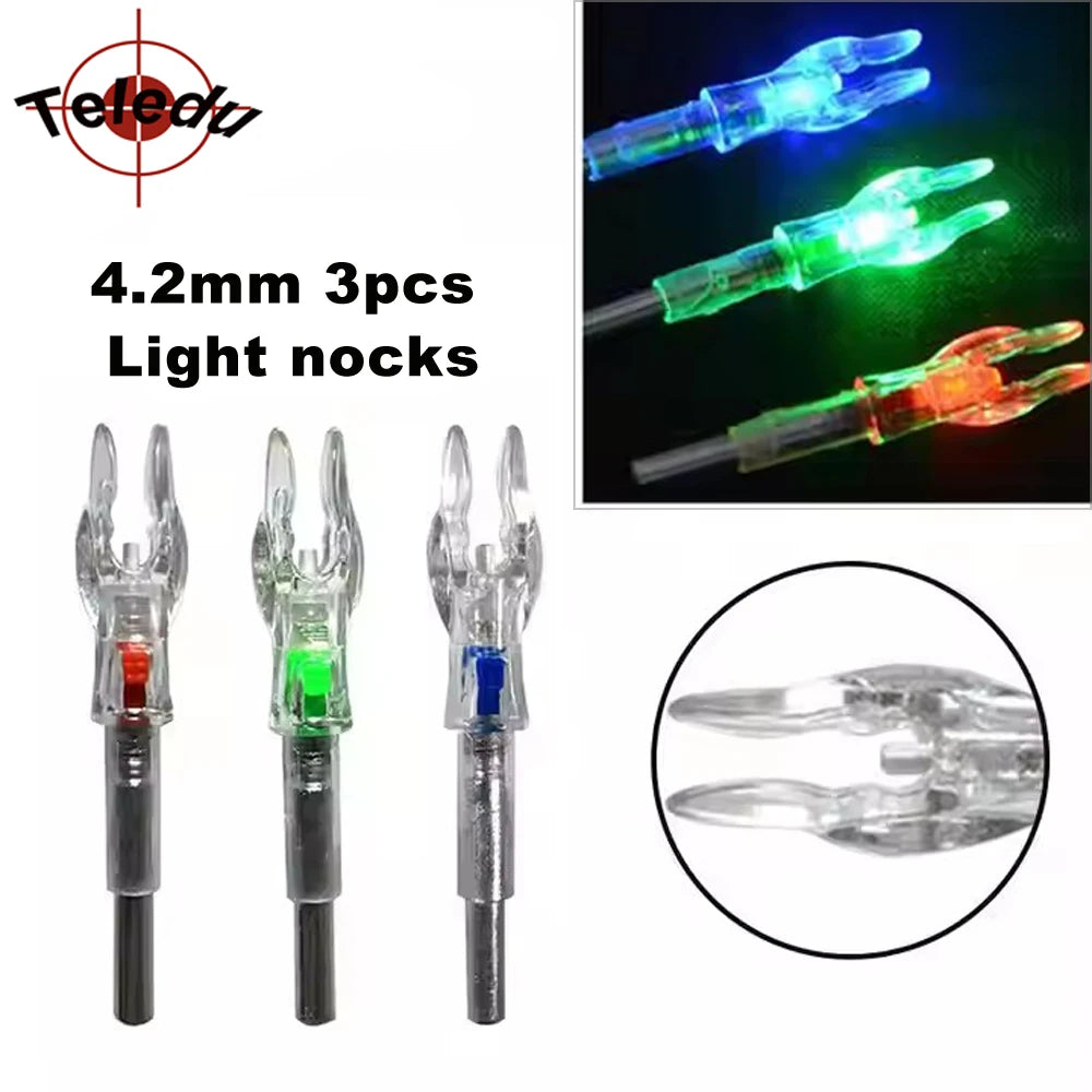 3pcs ID 4.2 MM Arrow Shaft Bow Archery Hunting LED Nock Lighted Luminous Arrow Tail