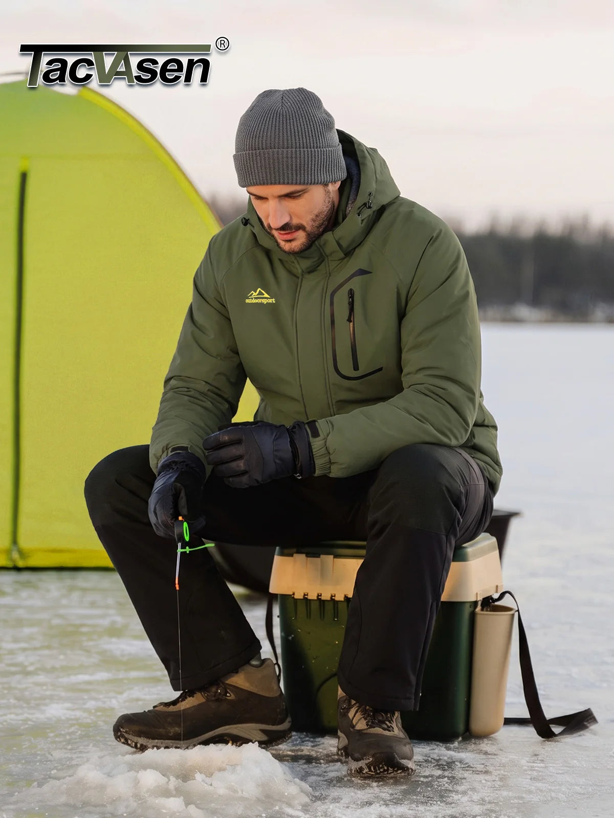 TACVASEN Men's Winter Ski Parka Snow Coat Fleece Lined Waterproof Warm Outdoor Fishing Jacket Windproof Hooded Daily Raincoat