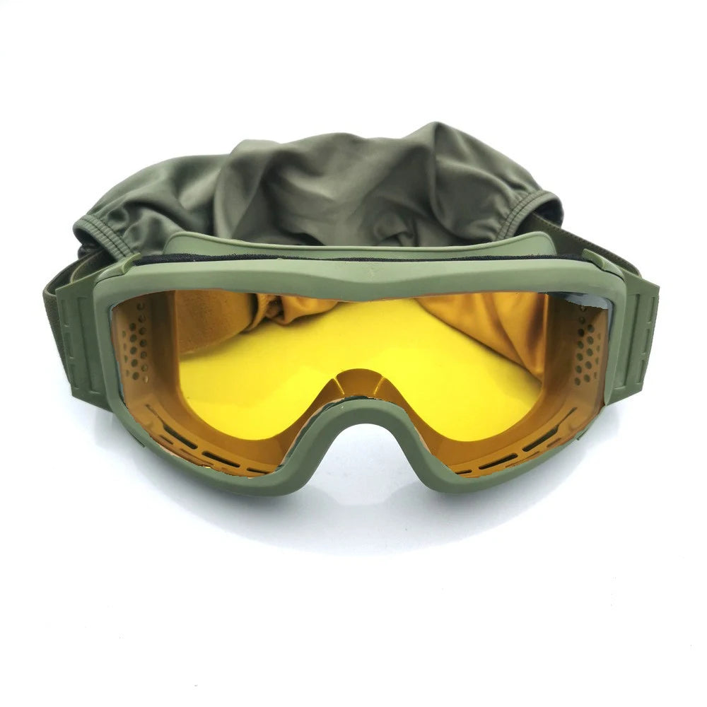 Military Tactical Goggles Windproof Airsoft Paintball Glasses Men's Women War Game Glasses Camping Hiking Sand Prevention UV400