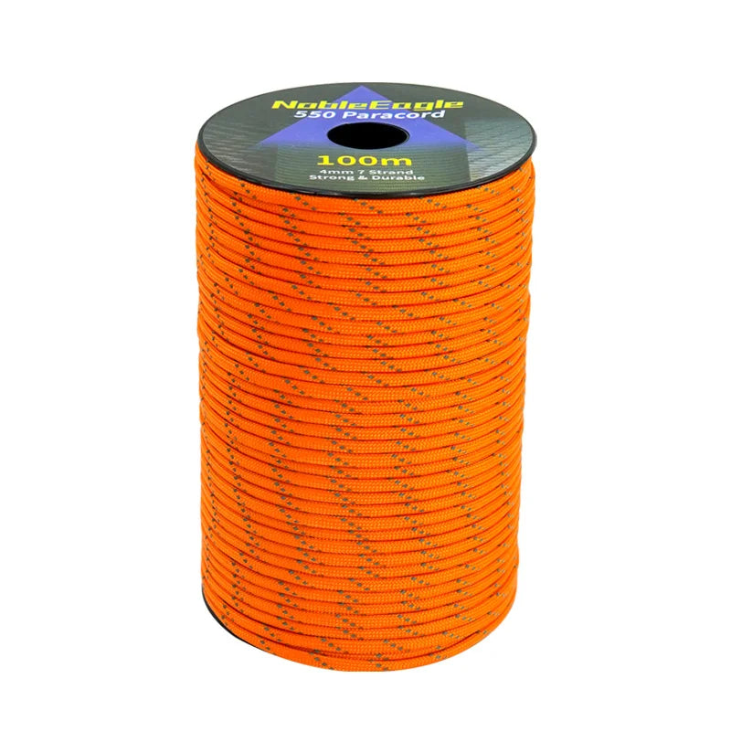Reflective Paracord Rope Military 7 Strand 4mm 550 Tactical Parachute Cord Camping Tent Lanyard DIY Bracelet Outdoor Survival Ke