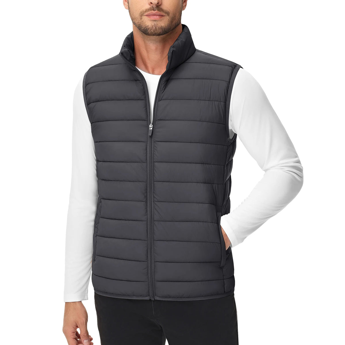 TACVASEN Lightweight Puffer Vest Mens Windproof Vest Sleeveless Vest Winter Jacket Casual Coat Warm Thicken Waistcoat Streetwear