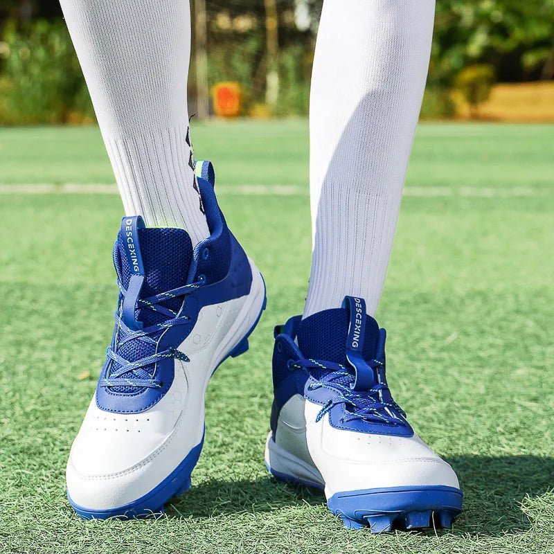 Youth Mid-Top Baseball Softball Cleats - Non-Slip Spiked Athletic Shoes for Teen Training & Competition