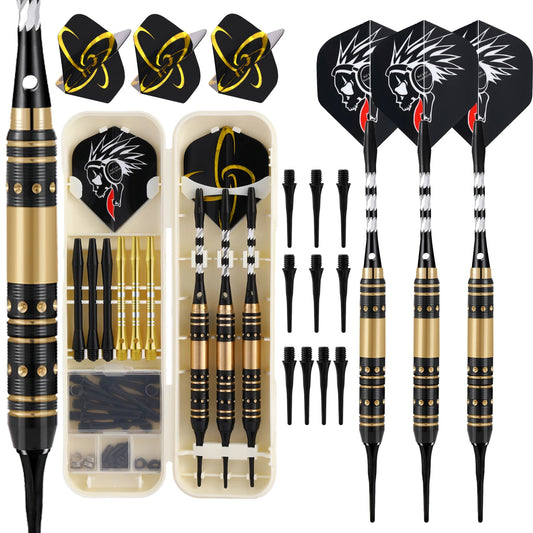 Huanqu 20g Copper Dart Set, Includes a Dart Storage Box, Comes with Three Extra Aluminum Shafts, Three Black Plastic Shafts, Standard Dart Wings, Safety Dart Tips, and Other Dart Accessories, Non-Slip Textured Dart Shafts for
