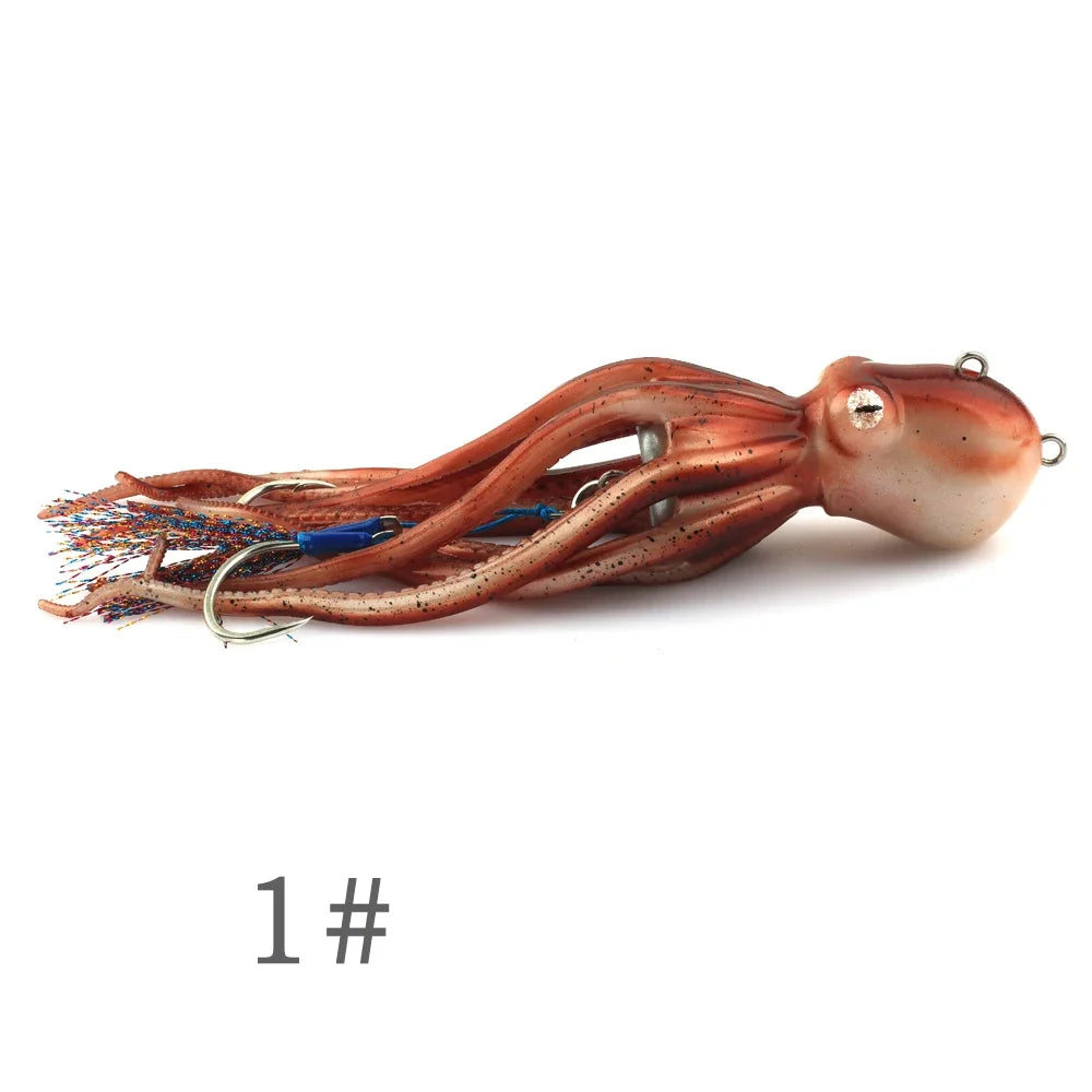 TAKEDO MY14 180G 200G 250G 300G Sea Fishing Octopus Bait With Double Hook Soft Bait Troulling Lure Boat Fishing For Rockfish