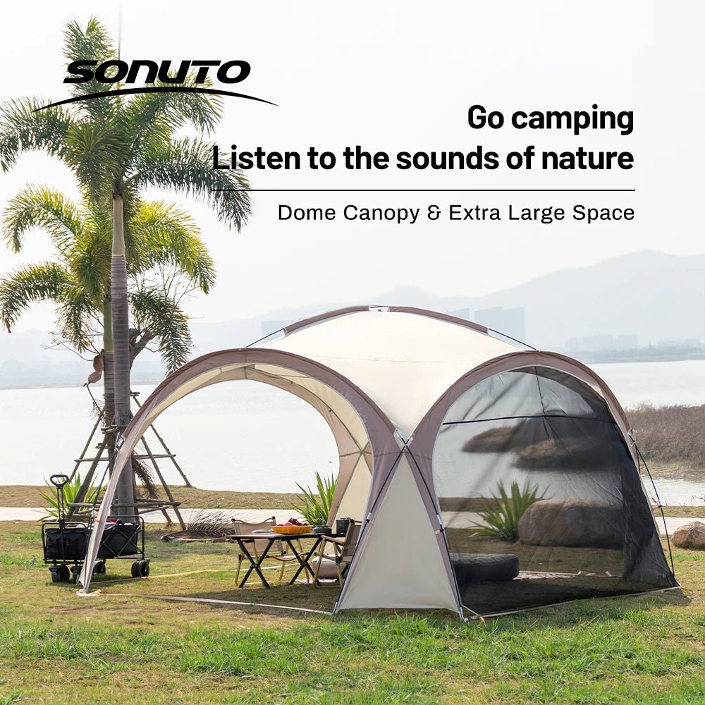 Sonuto Extra Large Dome Canopy Tent Pop-up Camping Gazebo with Mosquito Net Waterproof Sun Protection Pavilion for Outdoor Party