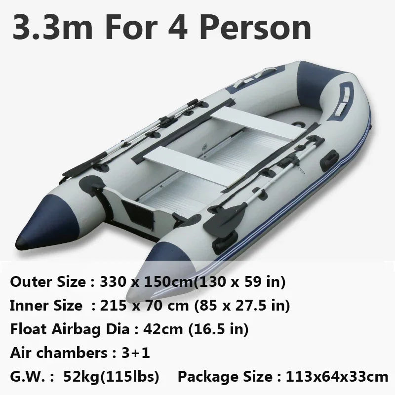 5-6 Person Assault Boats With Aluminum Floor 3.8m PVC  Anti-collision Fishing Inflatable Rowing Boat Speed Raft Accessories