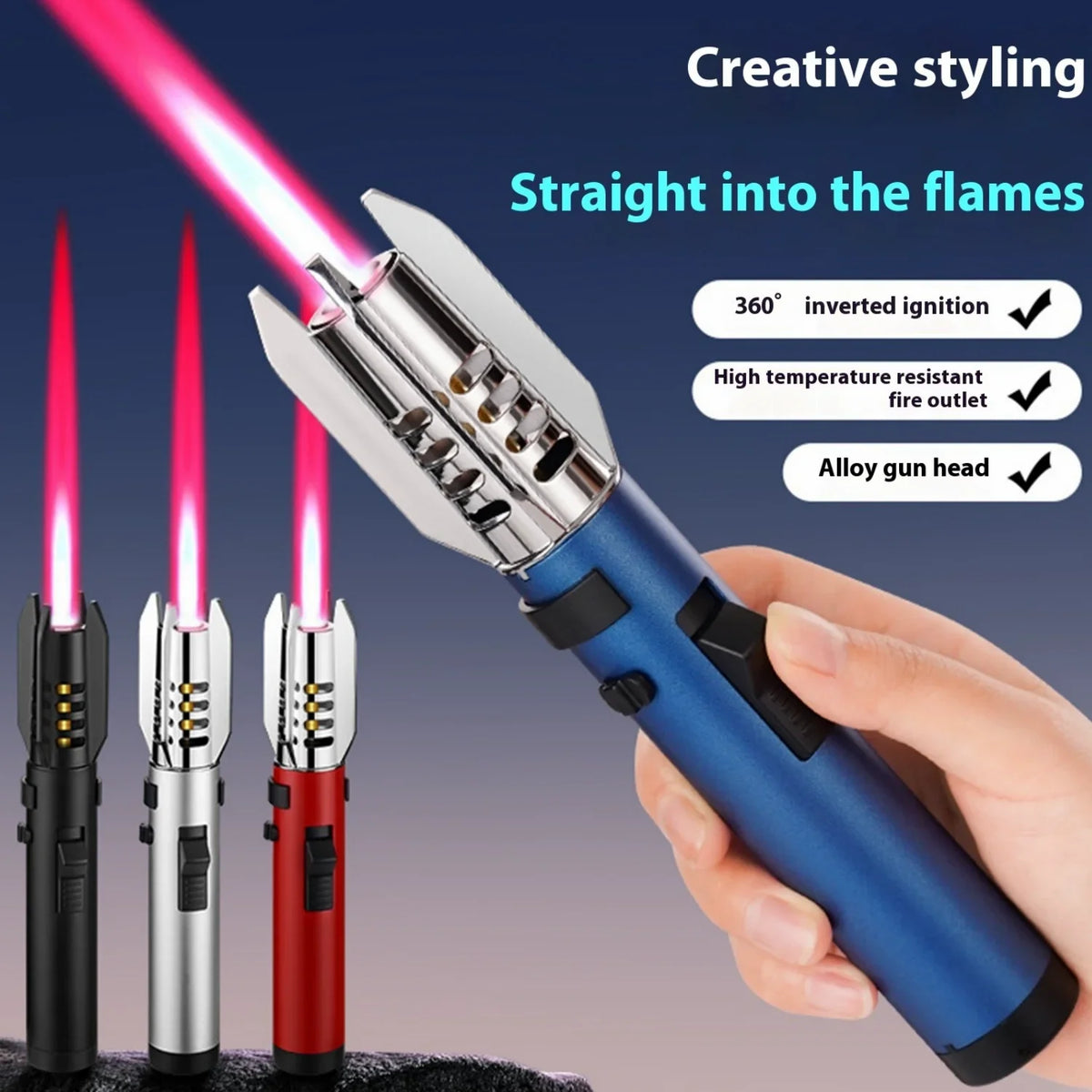 Dazzling Lightsaber Windproof Lighter Pink Large Flame Outdoor BBQ Portable Inflatable Gun Lighter Cigar Gadgets Men's Lighters