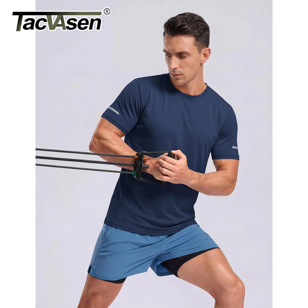TACVASEN Wokrout Shirts Dry Fit Mens UPF 50+ Sun Protection T-Shirt Reflective Moisture Wicking Gym Shirts Casual Running Tops