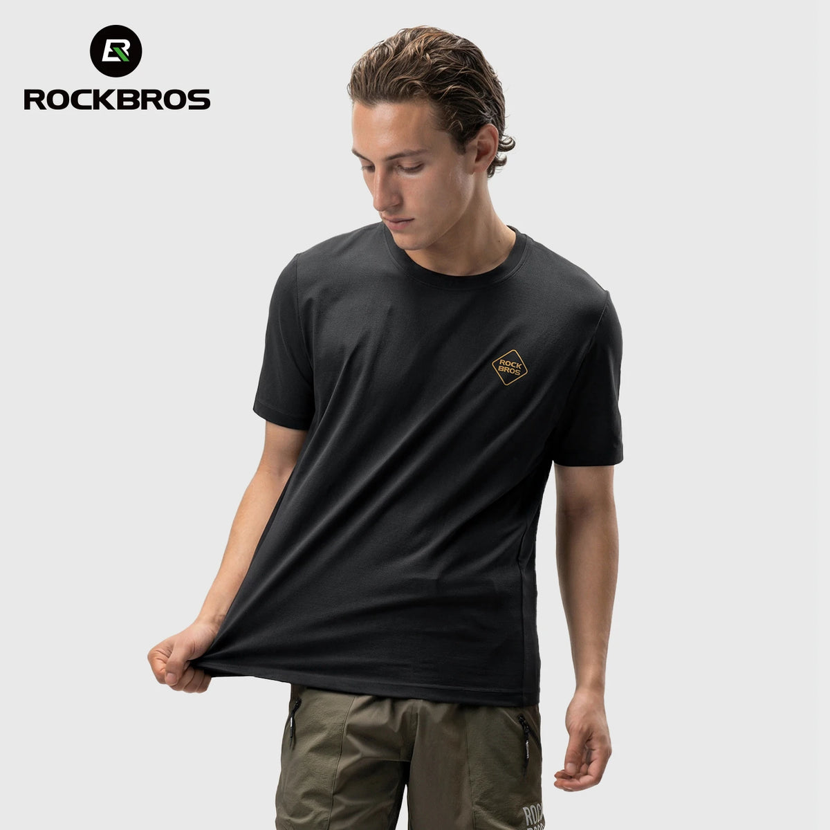 ROCKBROS Cycling Short Sleeve Lightweight Breathable Casual Unisex Bike T-Shirt with Multi Pockets UV Protection Bike Jersey