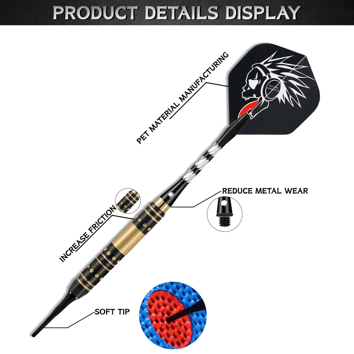 Huanqu 20g Copper Dart Set, Includes a Dart Storage Box, Comes with Three Extra Aluminum Shafts, Three Black Plastic Shafts, Standard Dart Wings, Safety Dart Tips, and Other Dart Accessories, Non-Slip Textured Dart Shafts for