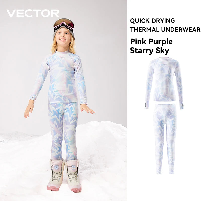 VECTOR Children's Ultra Soft Winter Quick Dry Base Layering Set Microfiber Fleece Thermal Underwear Long Johns Set Clothes