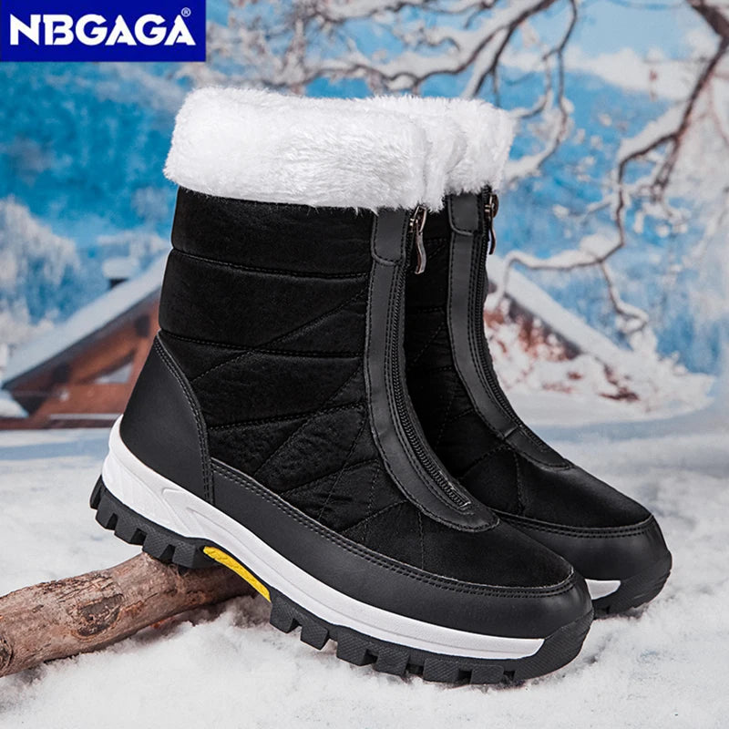 Women's Winter Snow Boots Non-Slip Warm High-Top Cotton Boots Wear-Resistant Comfortable Outdoor Fleece-Lined Walking Boots