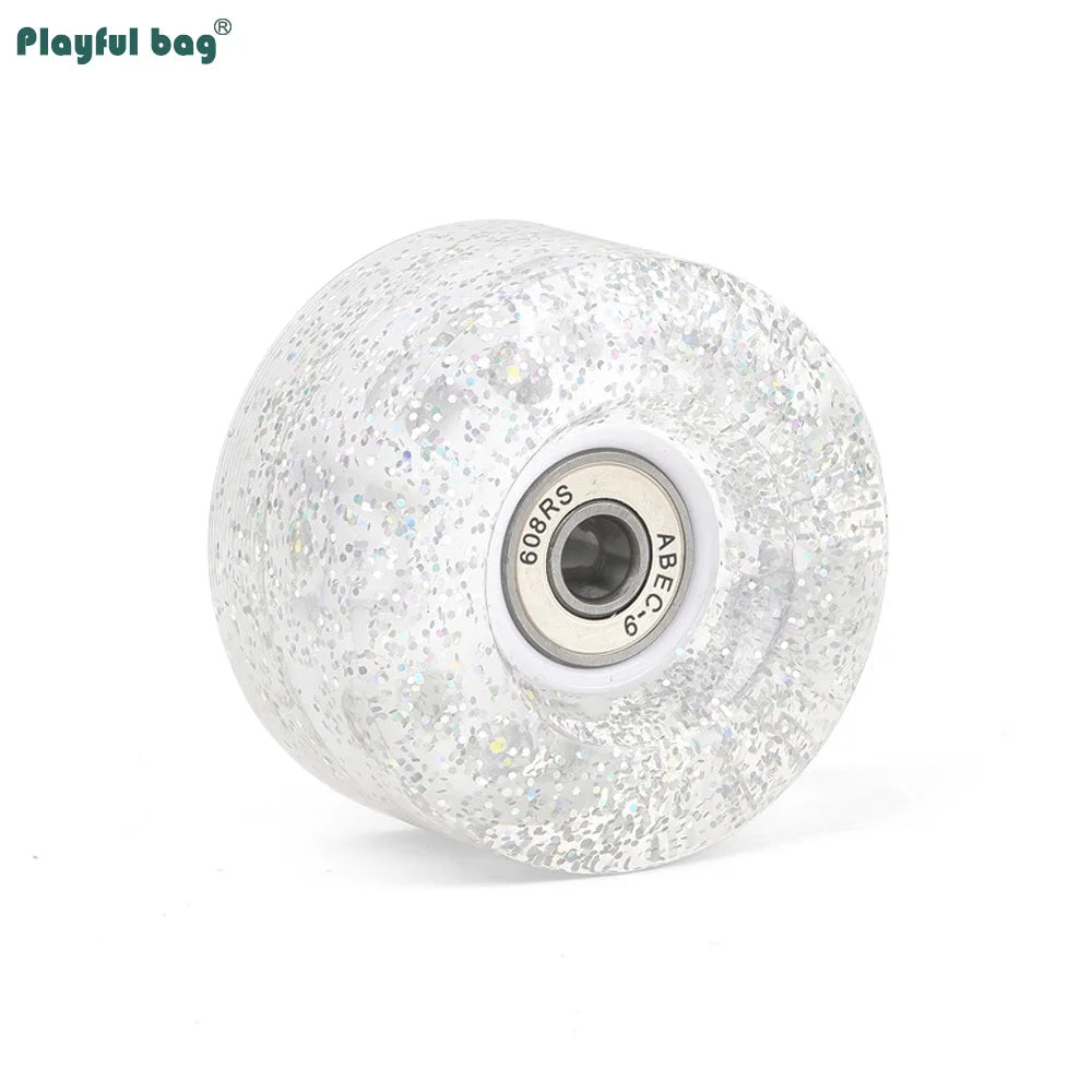 6 Lights Color Snowflake Flash Wheels Double Row Skates & Skateboards Universal Sequins Glow Wheels 62x33MM AMB315