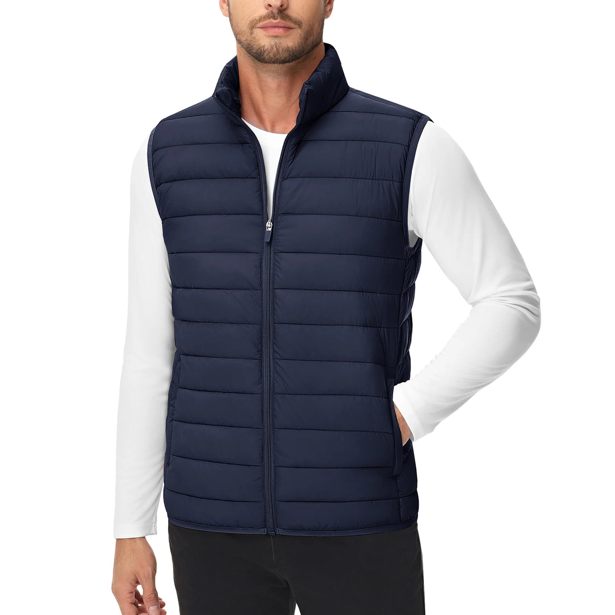 TACVASEN Lightweight Puffer Vest Mens Windproof Vest Sleeveless Vest Winter Jacket Casual Coat Warm Thicken Waistcoat Streetwear