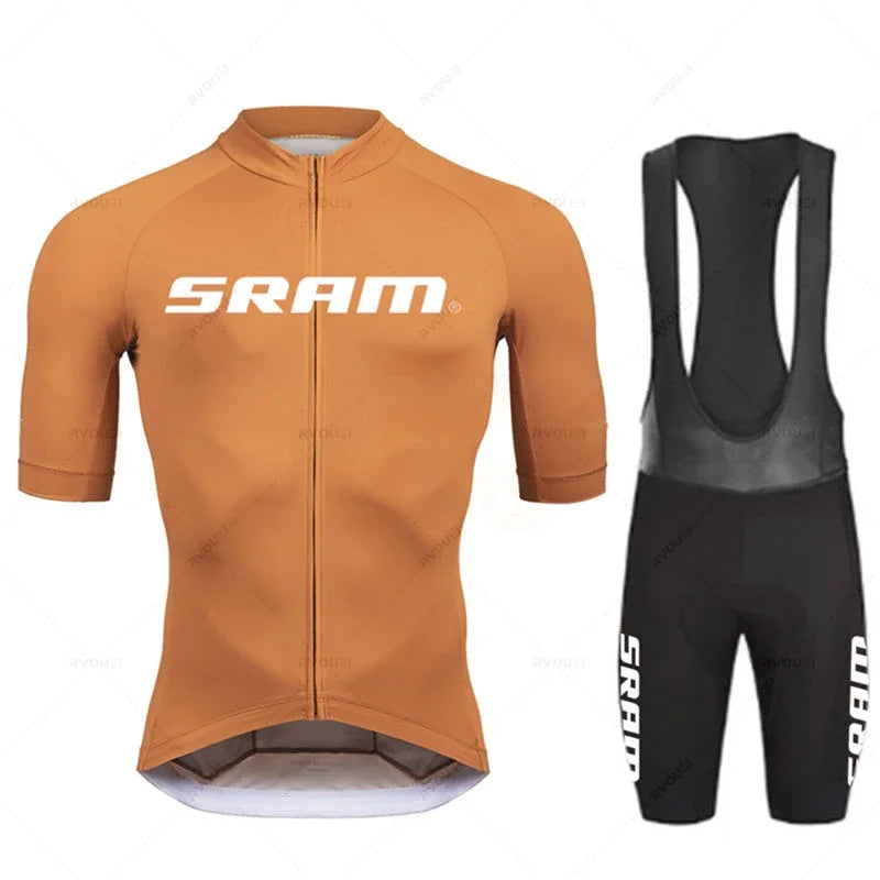2024 Sram Pro Cycling Jersey Sets Men Bib Shorts Bicycle Short Sleeve Bicicleta Clothing Bike Maillot Ciclismo Hombre Black Sets