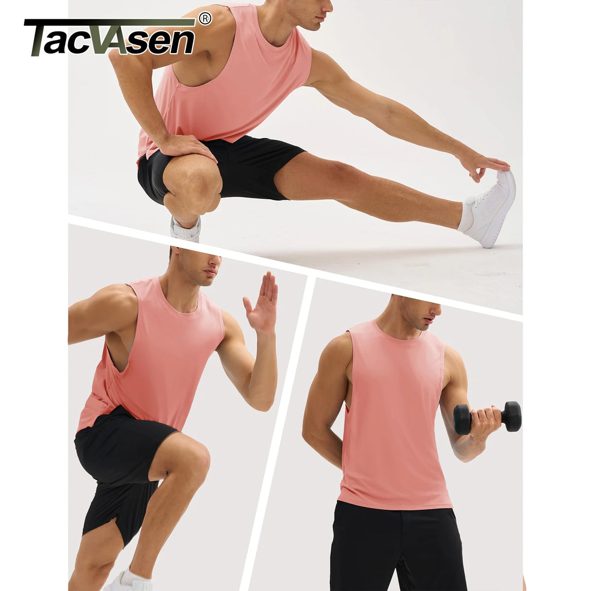 TACVASEN Summer Workout Tank Tops Mens Quick Dry Lightweight Sleeveless Shirts Gym Bodybuilding Muscle Tee Shirt Running Tee