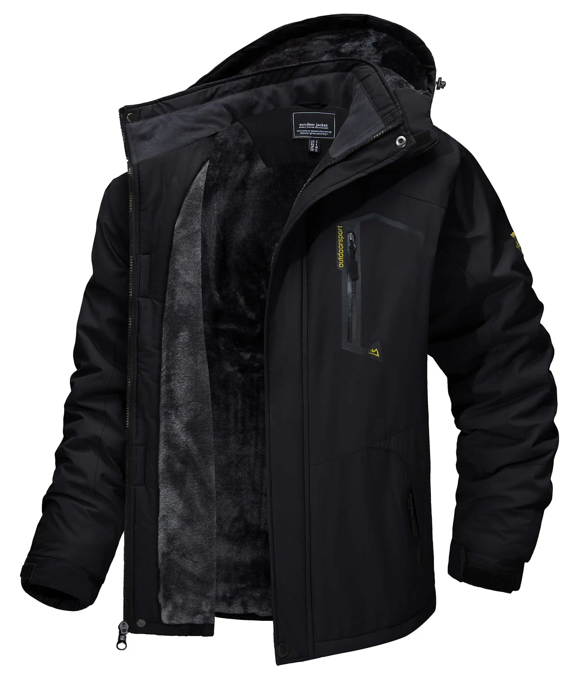 TACVASEN Mens Winter Parka Jackets Waterproof Fleece Lined Warm Ski Coats Outdoor Fishing Padded Jackets With Multiple Pockets
