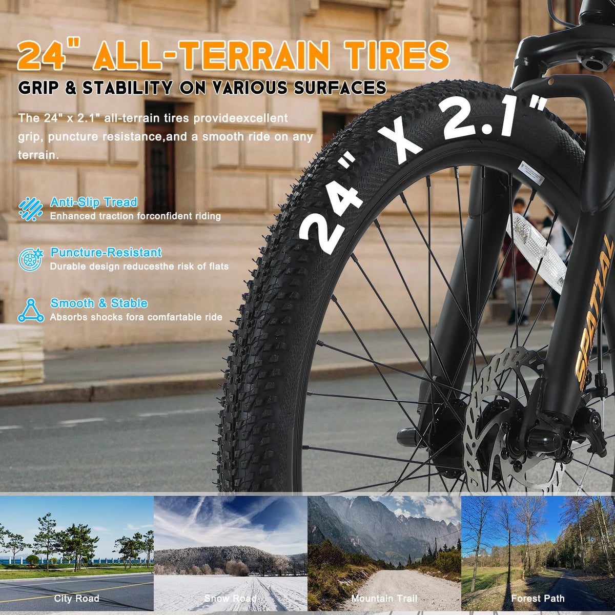 SPATIAL MT24MG 24 Inch Hardtail Mountain Bike, 8-Speed MTB, Bicycle for Teens & Adults, Lightweight Magnesium Alloy Frame, Suspension Fork, Front & Rear Disc Brakes